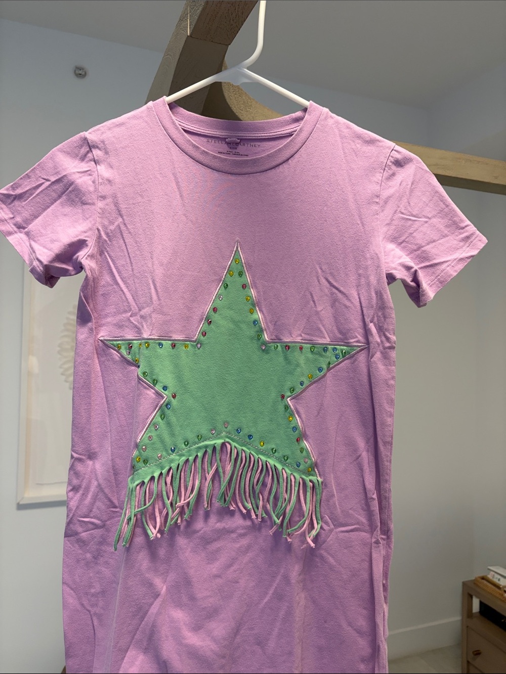 Stella McCartney Lilac Tee with Mint Green Star Fringe